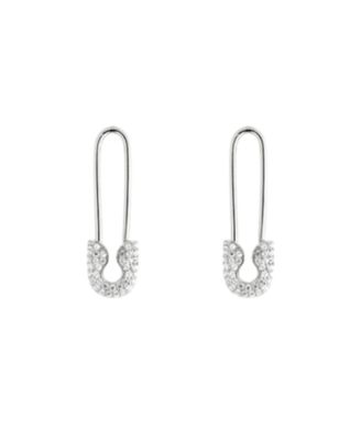 Spero London Pave Safety Pin Earring Jewelled Sterling Silver - Silver 70$