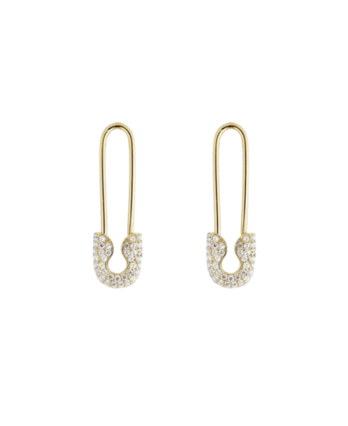 Pave Safety Pin Earring Jewelled Sterling Silver - Rose gold