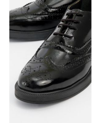 Women's Lace-Up Leather Oxford with Block Heel