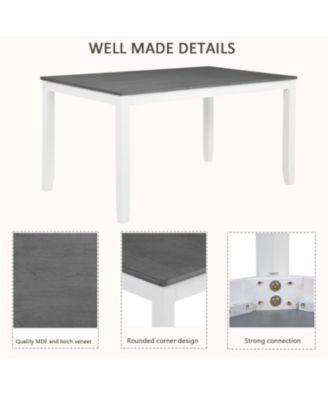6-Piece Grey & White Dining Set with Bench