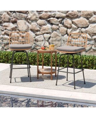 Patio Swivel Barstools Set of 2 with Soft Seat Cushions