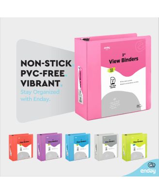 3-Ring Binder with Clear View Cover and 2 Inside Pockets – Heavy Duty Durable Binder for School Supplies, Office Organization, or Home Use – Colored Binder for Documents, Notes, Reports, and More