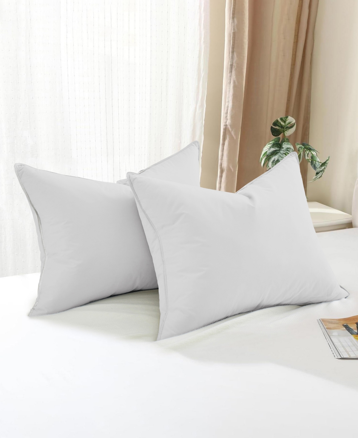 Unikome Goose Feather 2-pack Pillows, Standard In White