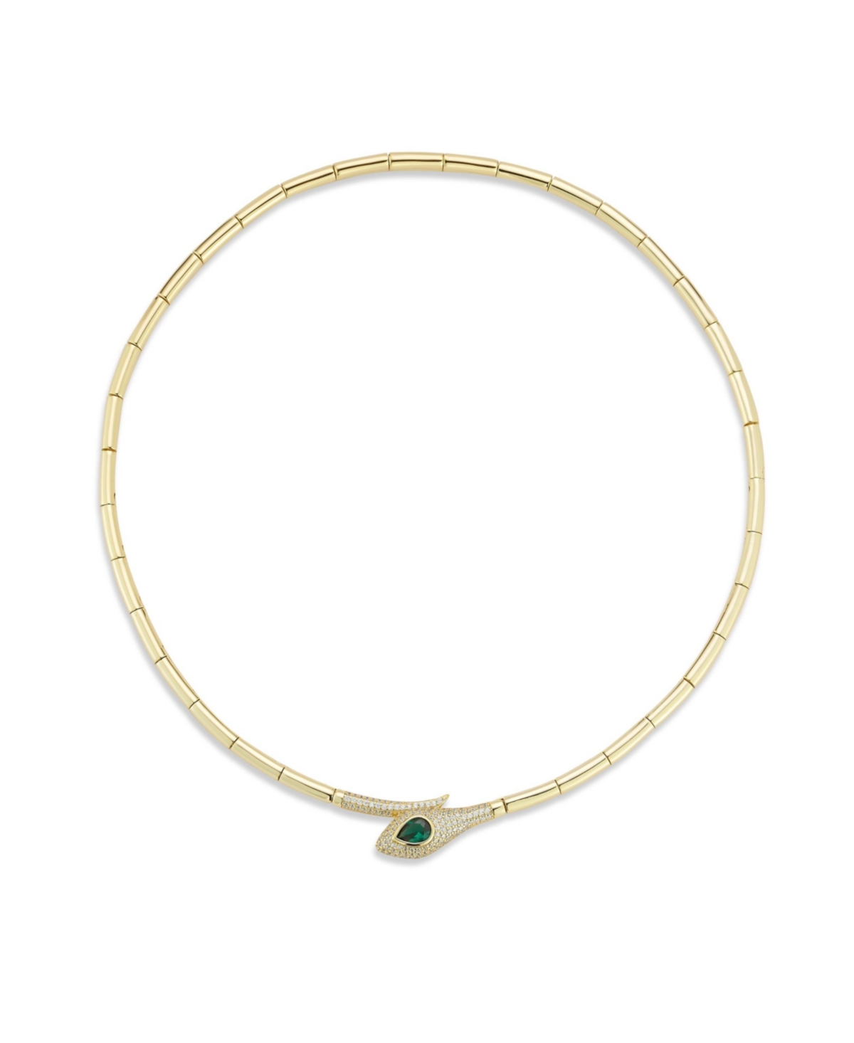 14K Gold Plated Sterling Silver Snake Collar Necklace - Gold