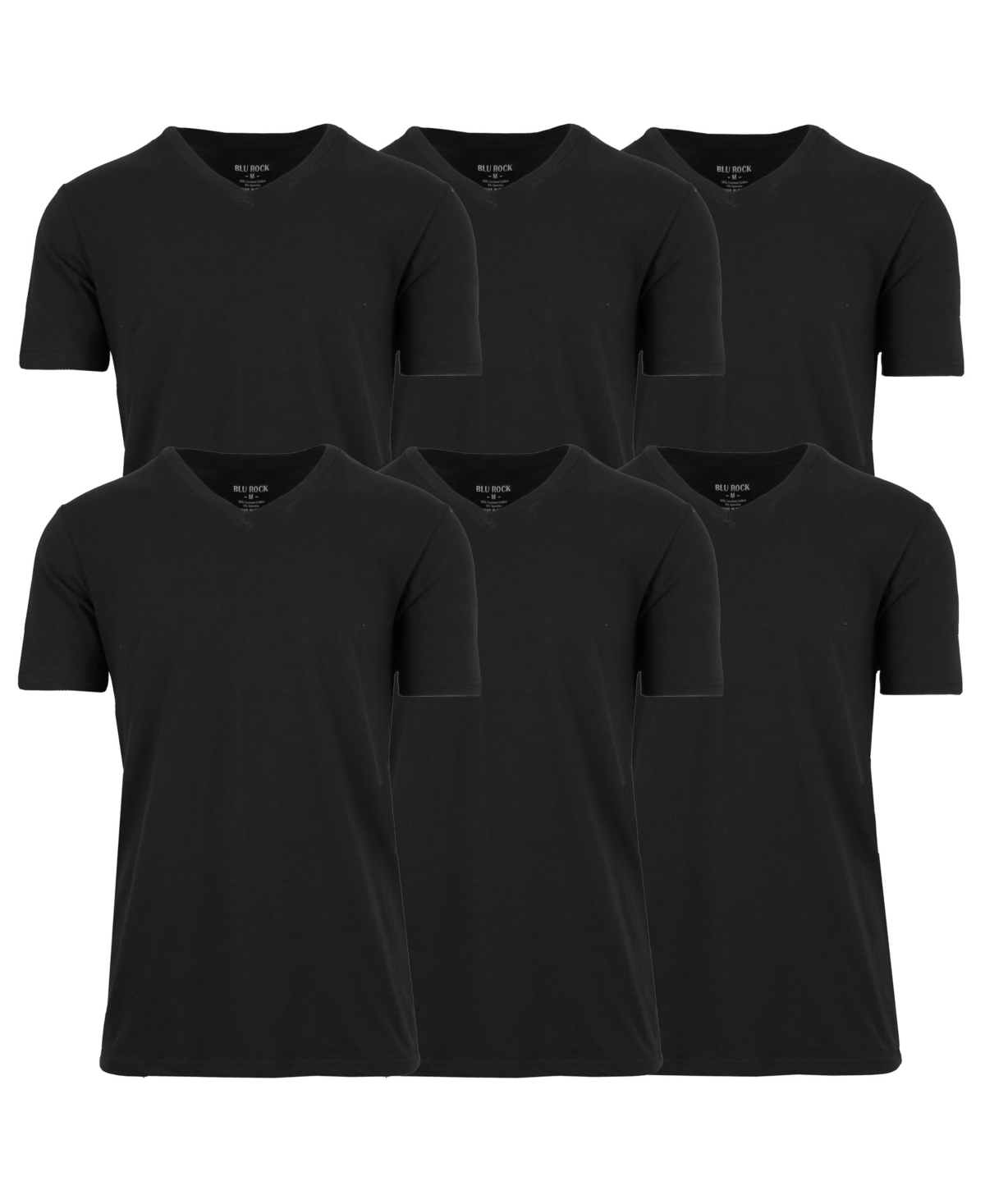 Men's 6-Pack Short Sleeve Stretch T-Shirt - Black, Black, Heather gray, Navy, Red, W