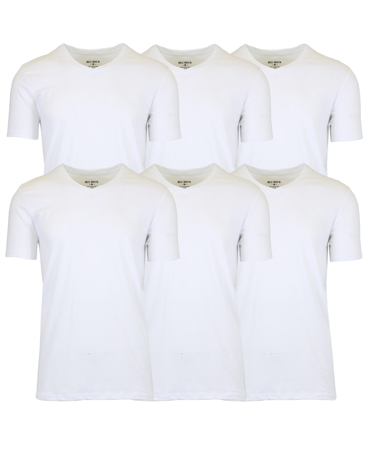 Men's 6-Pack Short Sleeve Stretch T-Shirt - Black, Black, Heather gray, Navy, Red, W