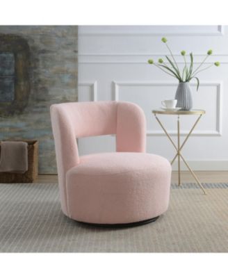 Streamdale Teddy Fabric Swivel Barrel Chair, Comfy for Living Room and Bedroom