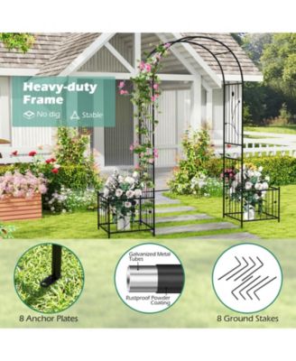 2 in 1 Garden Arbor with 2 Side Planters and 8 Ground Stakes