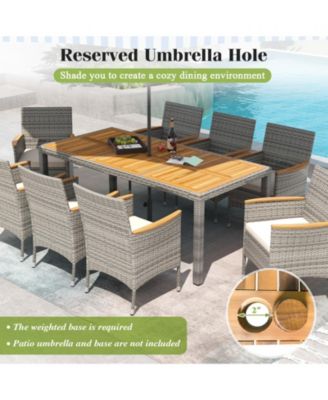 9 Pieces Patio PE Wicker Dining Set for Deck  Garden and Yard