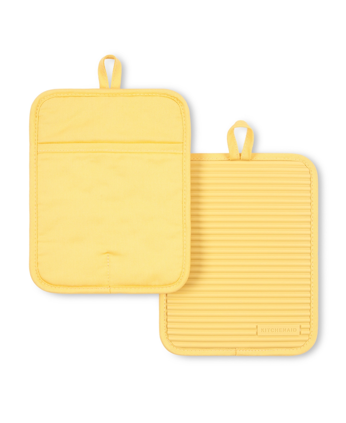 Ribbed Soft Silicone 2-Pc. Pot Holder Set - Butter Yellow