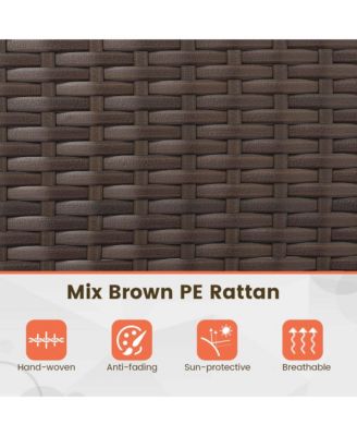 8 PCS Patio Furniture Set with Washable Cushions and Tempered Glass Coffee Table