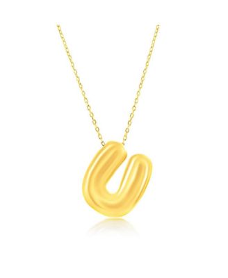 Sterling Silver Gold Plated Bubble Initial Necklace - Gold U 66$