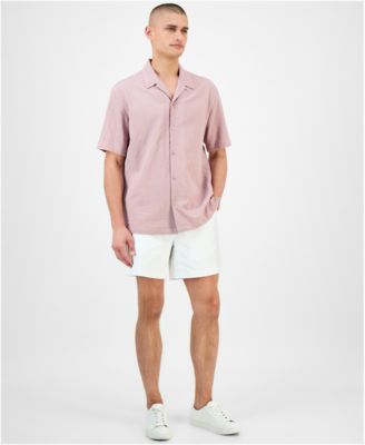Men's Short Sleeve Puckered Button-Front Camp Shirt, Exclusively at Macy's