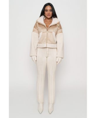 Women's Suede And Sherpa Jacket