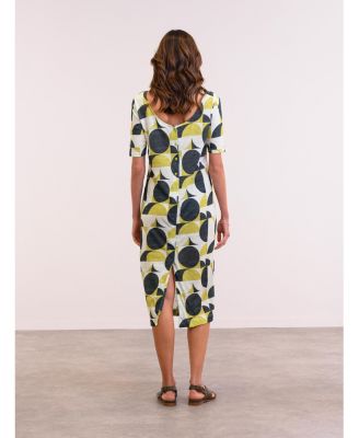 Women's Linen Blend Button Back Midi Dress