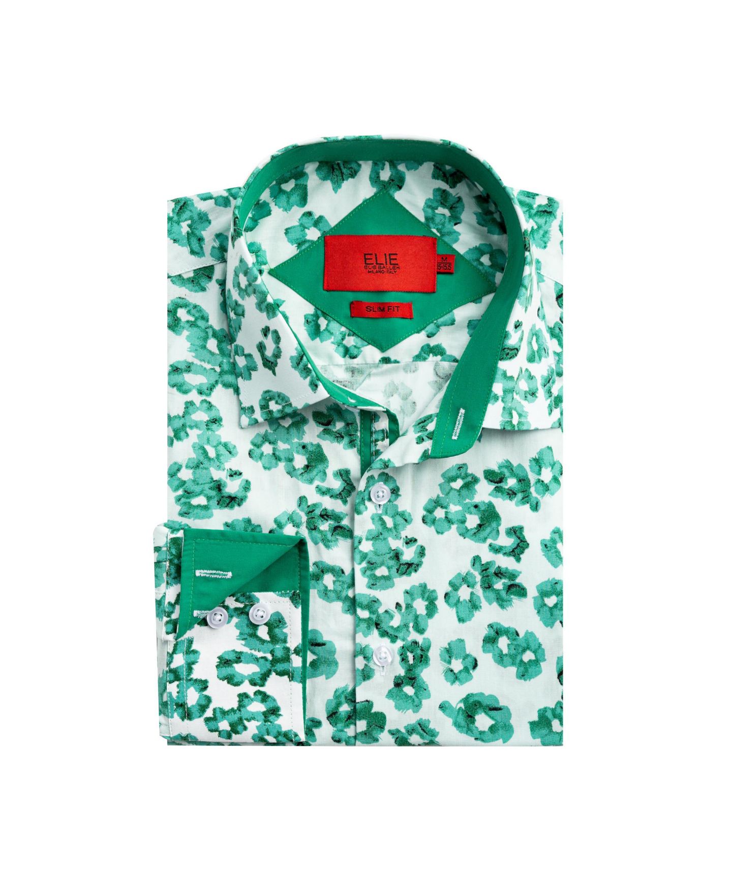 Рубашка Elie Balleh Green Slim Fit Floral Sport Button-Down Shirt для мальчиков, цвет: Зелёный — фото 1