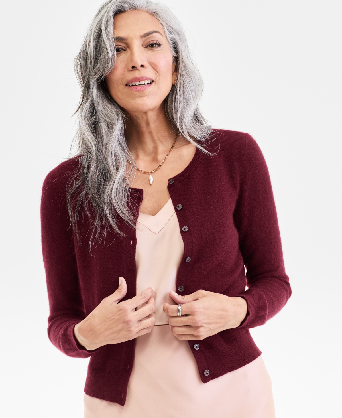 Charter Club Women's 100% Cashmere Crewneck Cardigan, Macy's Exclusive In Brown