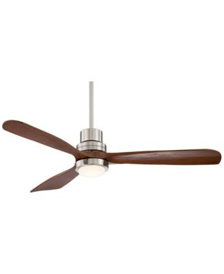 52" Delta-Wing DC Rustic Farmhouse 3 Blade Indoor Ceiling Fan LED Light Remote Control Brushed Nickel Walnut Wood for Living Room Kitchen