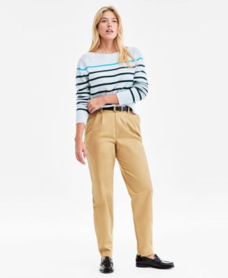 Petite Striped Boat-Neck Cashmere Sweater, Exclusively at Macy's 