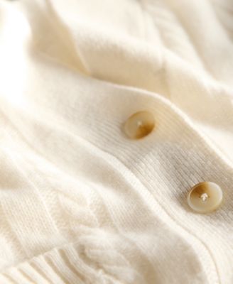 Petite Cashmere Cable-Knit Button-Front Cardigan, Macy's Exclusive