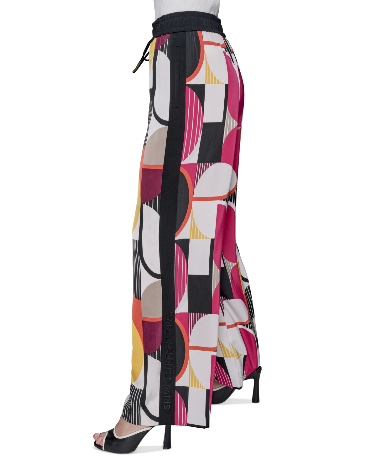 Karl Lagerfeld Women's Geo-print Pull-on Pants In Multi