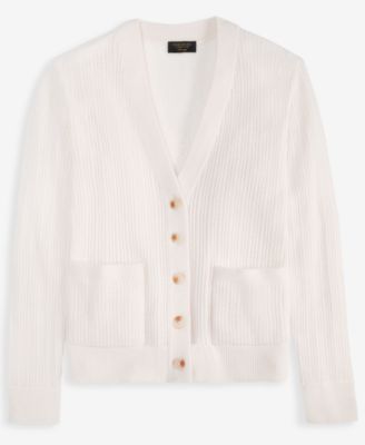 Women's 100% Cashmere Pointelle Boyfriend Cardigan, Macy's Exclusive