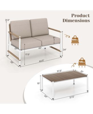2 PCS Patio Furniture Set Loveseat Sofa with Coffee Table Thick Cushions