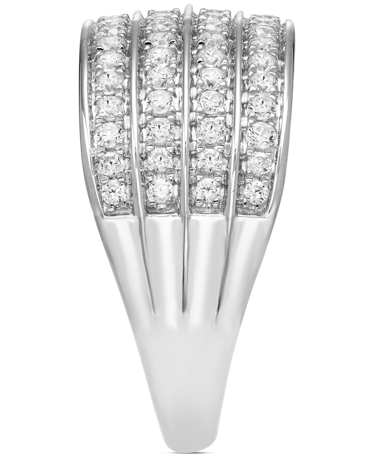 Macy's Diamond Multi-row Ring (1/2 Ct. T.w.) In 10k White Or Yellow Gold In Metallic