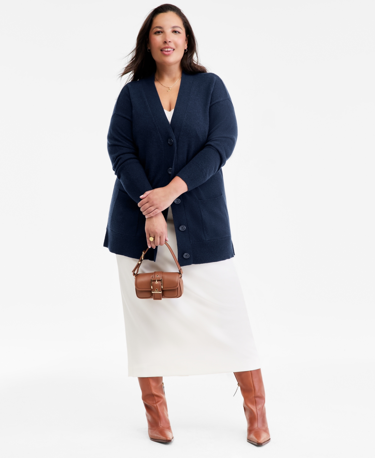 Charter Club Plus Size 100% Cashmere Button-front Cardigan, Macy's Exclusive In Blue