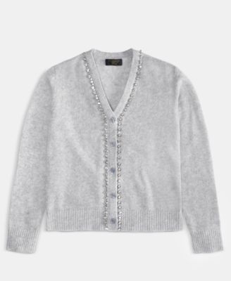 Women's 100% Cashmere V-Neck Rhinestone Cardigan, Macy's Exclusive