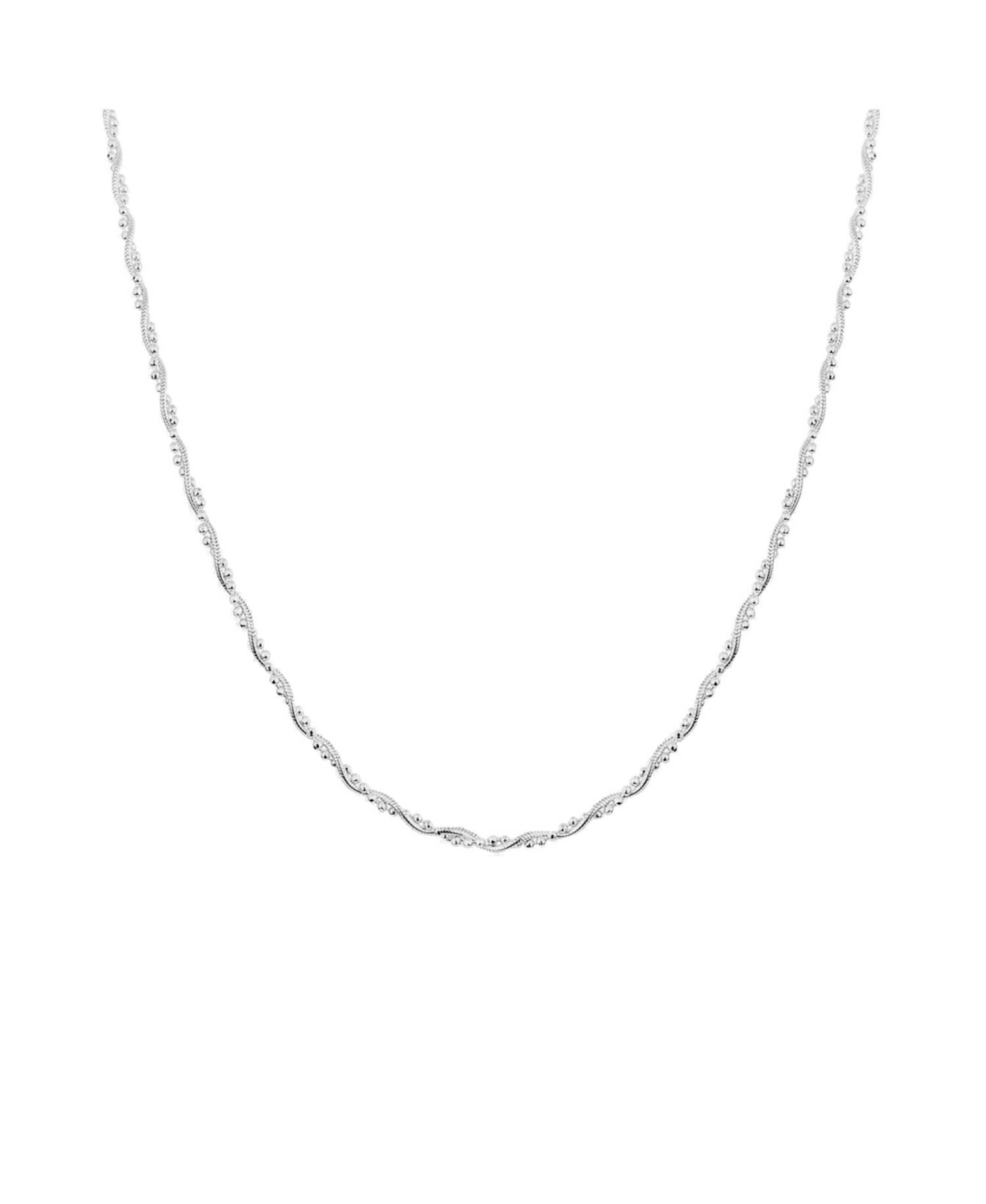 Twisted Beads Sterling Silver Chain Necklace - Silver