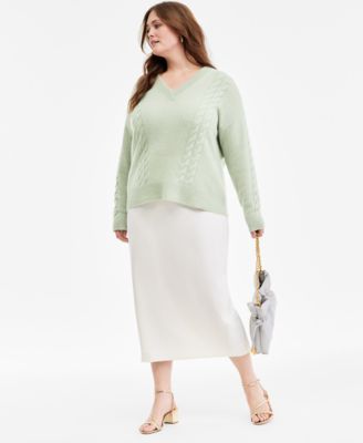 Plus Size 100% Cashmere Drop-Shoulder Sweater, Macy's Exclusive