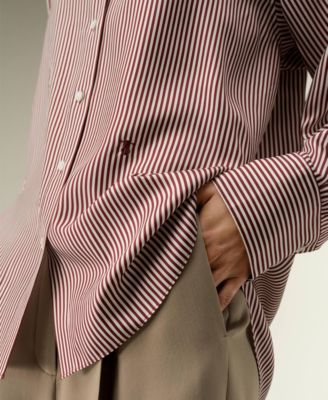 Women's Ancora Red Oversized Striped Shirt