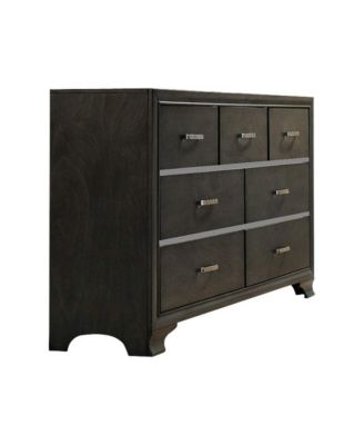 Oceana Gray Wood 7-Drawer Dresser with Mirror
