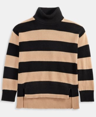 Women's 100% Cashmere Rugby Stripe Step-Hem Turtleneck Sweater, Macy's Exclusive 