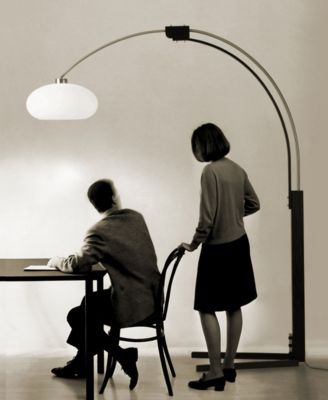 84" Wood Morelli Lucite Arc Floor Lamp