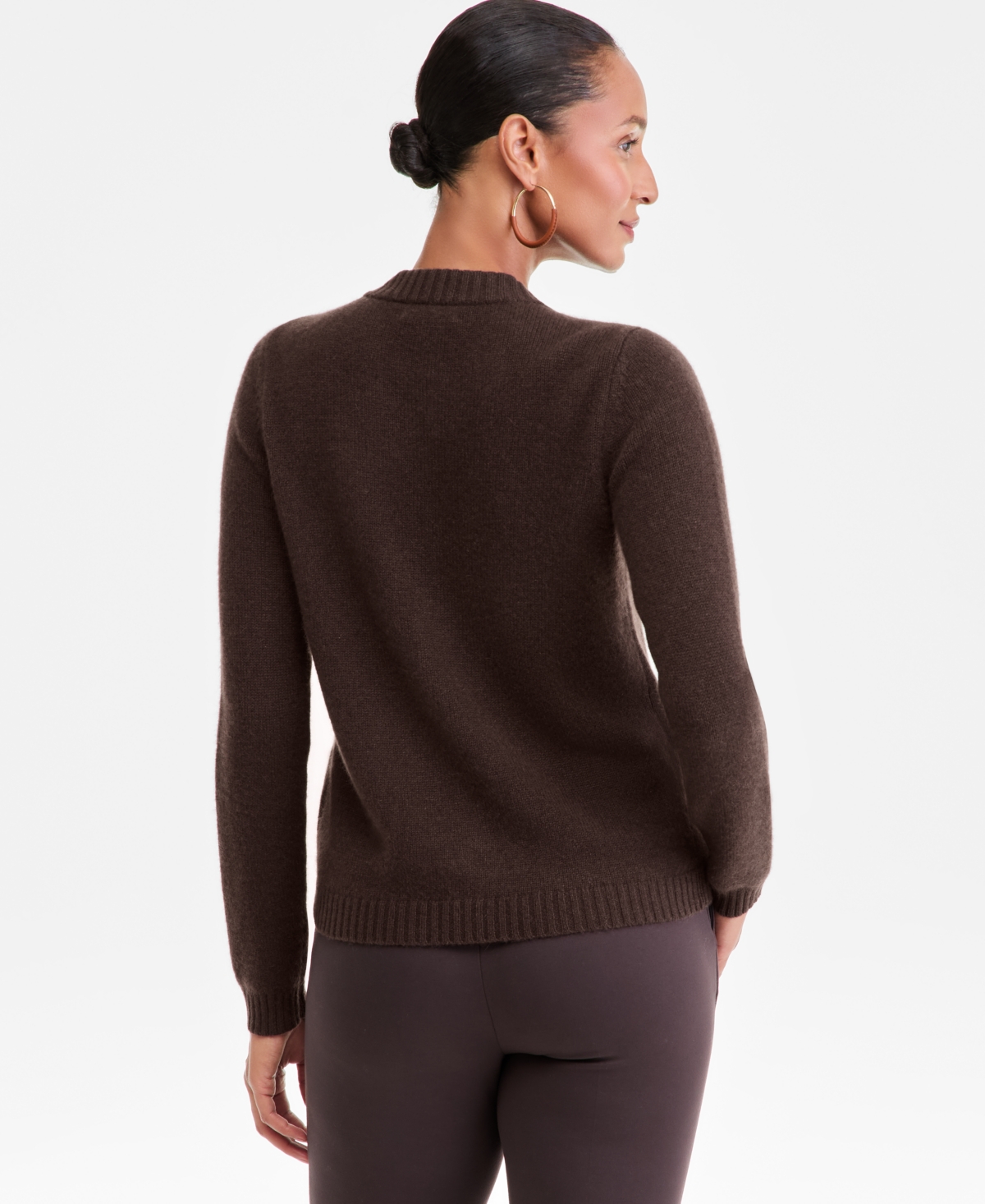 Charter Club Women's 100% Cashmere Chunky Crewneck Cardigan, Macy's Exclusive In Brown