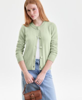 Charter Club - Women's 100% Cashmere Chunky Crewneck Cardigan