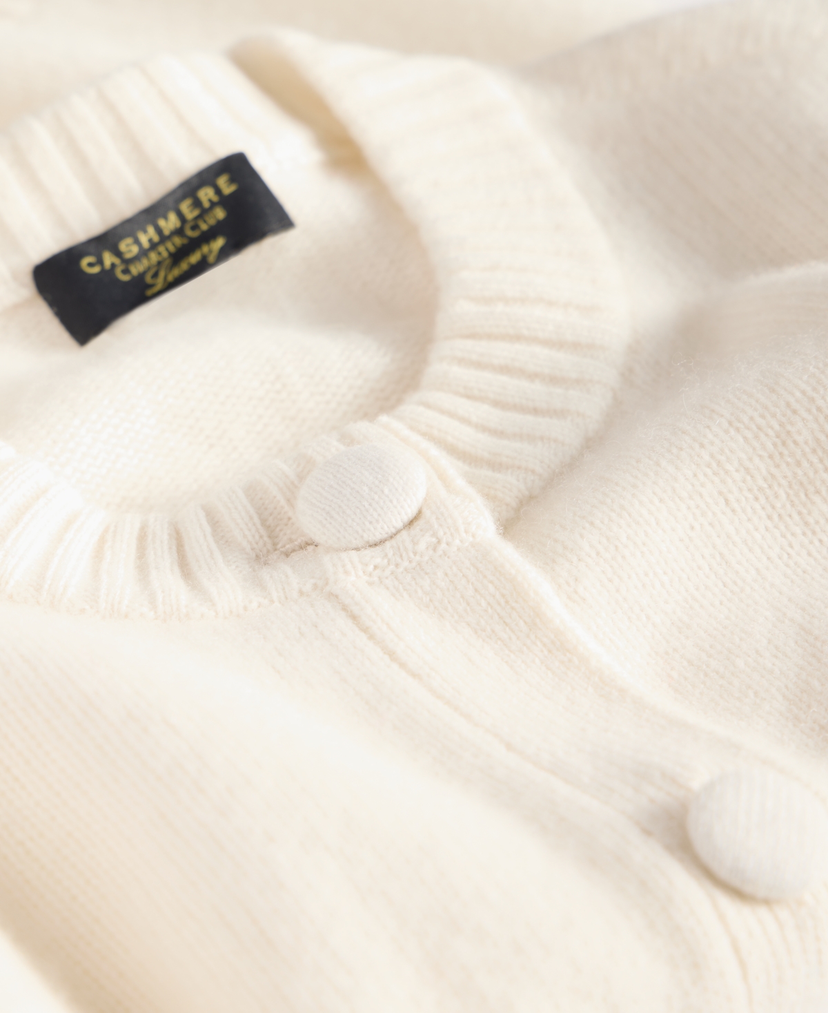 Charter Club Women's 100% Cashmere Chunky Crewneck Cardigan, Macy's Exclusive In White