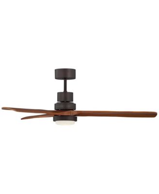 52"  Delta-Wing DC Modern Indoor Outdoor Ceiling Fan with LED Light Oil Rubbed Bronze Solid Wood Damp Rated for Patio Exterior House Home