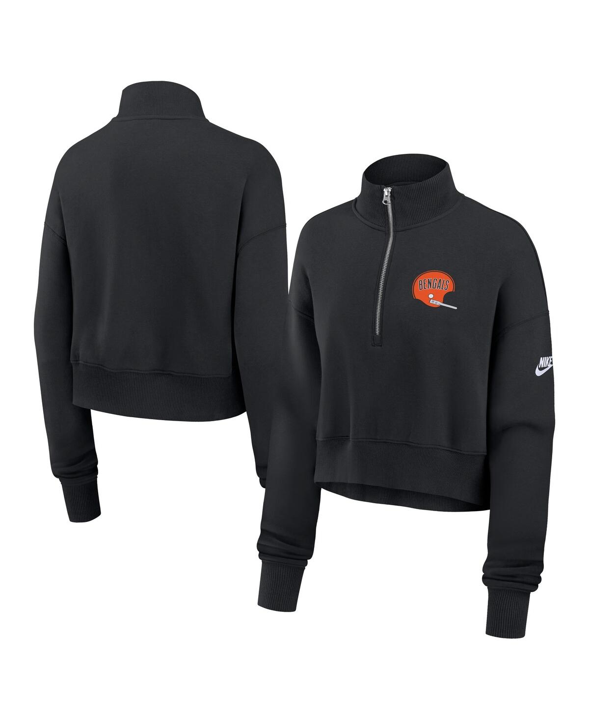 Nike Women's Black Cincinnati Bengals Rewind Phoenix Half-Zip Sweatshirt - Black