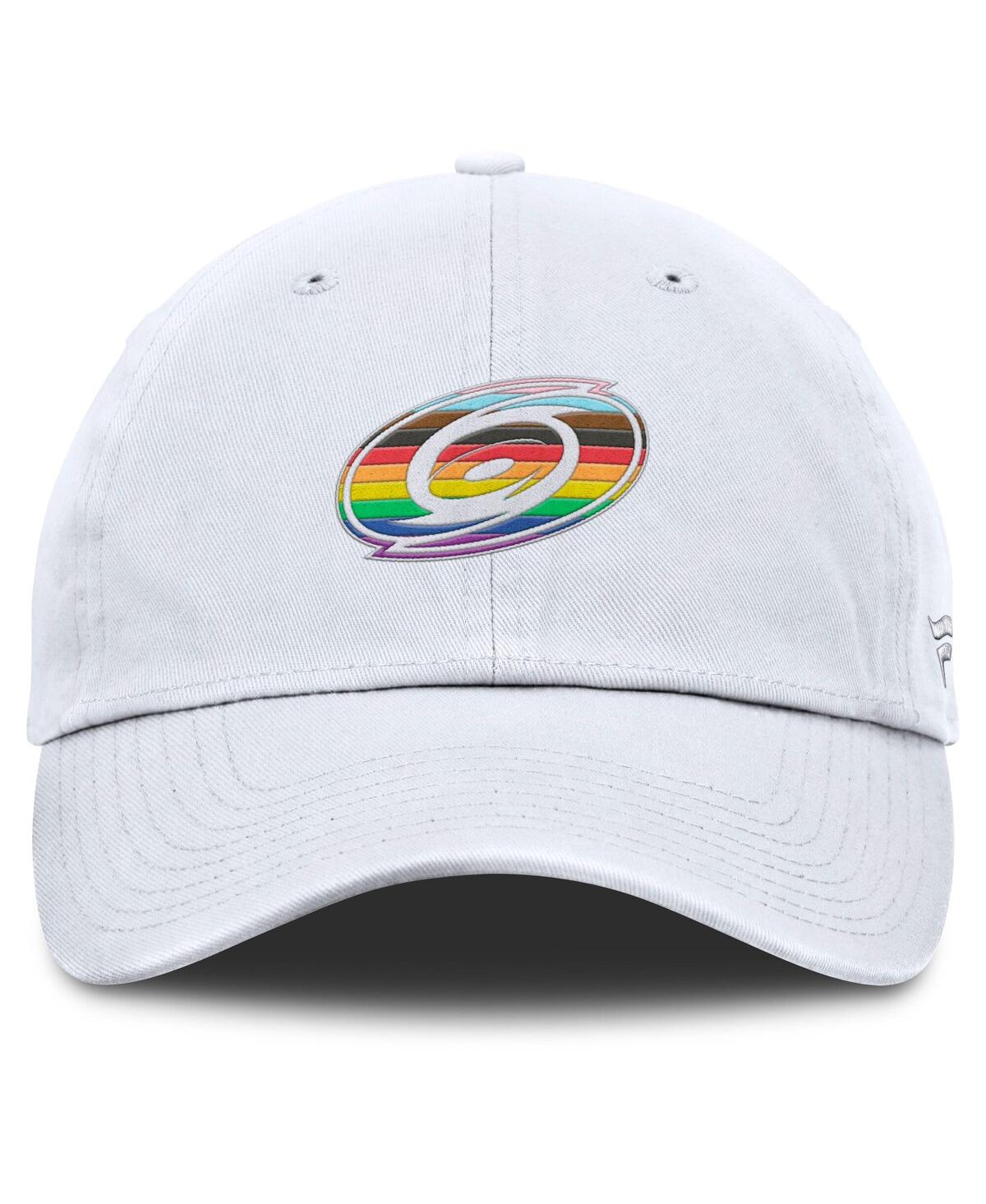 Fanatics Men's White Carolina Hurricanes Pride Adjustable Hat