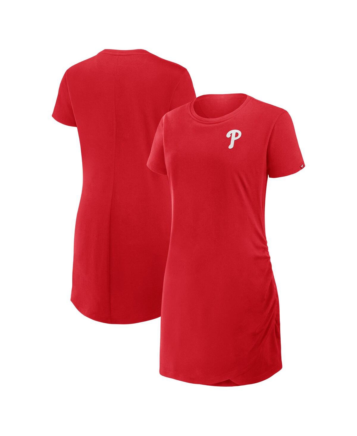 Fanatics Women's Red Philadelphia Phillies Ruched Drape T-shirt Dress