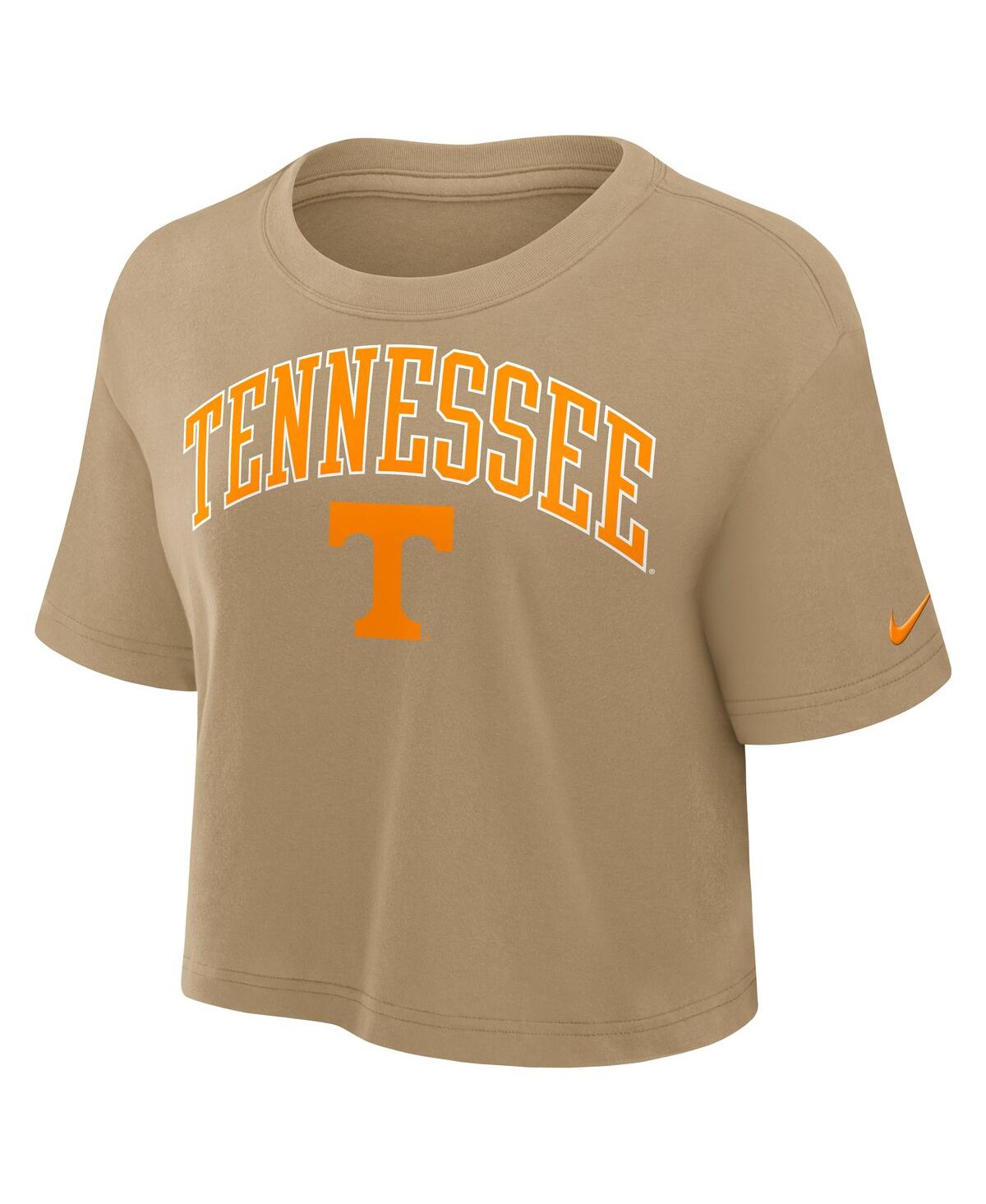 Nike Women's Tan Tennessee Volunteers Power Pursuit Athletic Prep Arch Performance Cropped T-shirt In Nude