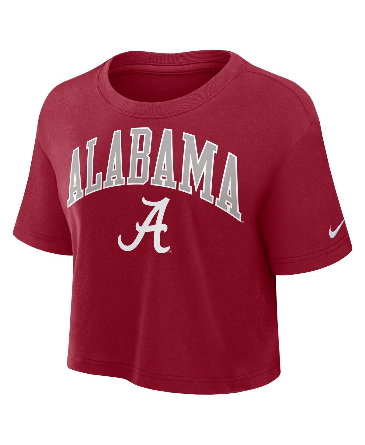 Nike Crimson Alabama Crimson Tide Power Pursuit Athletic Prep Arch Performance Cropped T-shirt In Brown