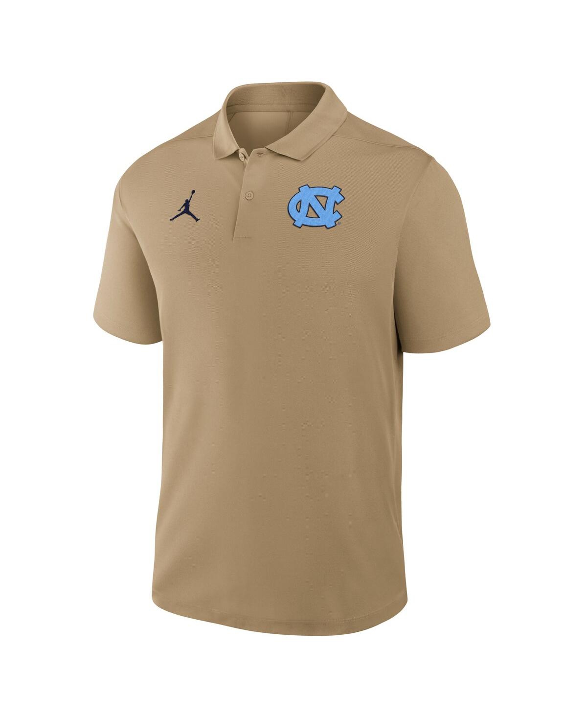 JORDAN MEN'S TAN NORTH CAROLINA TAR HEELS PRIMETIME VICTORY PRIMARY LOGO PERFORMANCE POLO SHIRT 