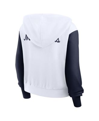 Women's White West Virginia Mountaineers Cropped Beyond Capability Color-Block Script Full-Zip Hoodie