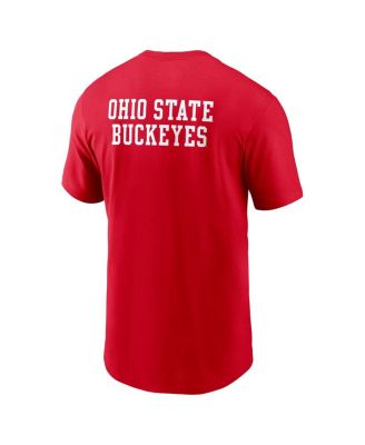 Men's Scarlet Ohio State Buckeyes 2-Hit Stacked T-Shirt