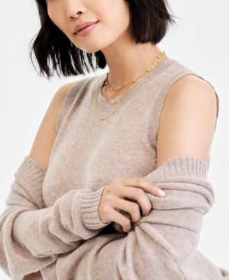 Charter Club Womens Cashmere Sleeveless Crewneck Sweater Cashmere Cocoon Cardigan Macys Exclusive In Black