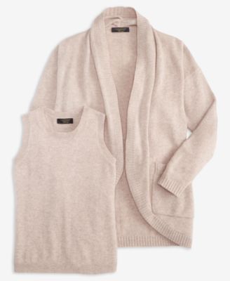 Charter Club Womens Cashmere Sleeveless Crewneck Sweater Cashmere Cocoon Cardigan Macys Exclusive In Black